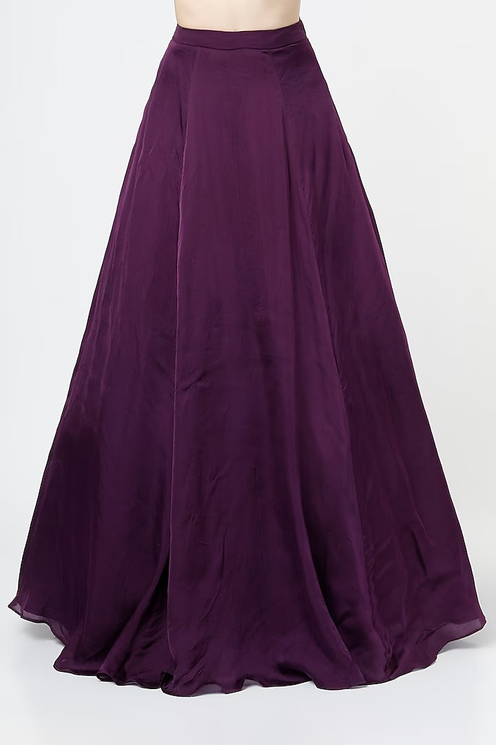 Purple Silk Skirt Set