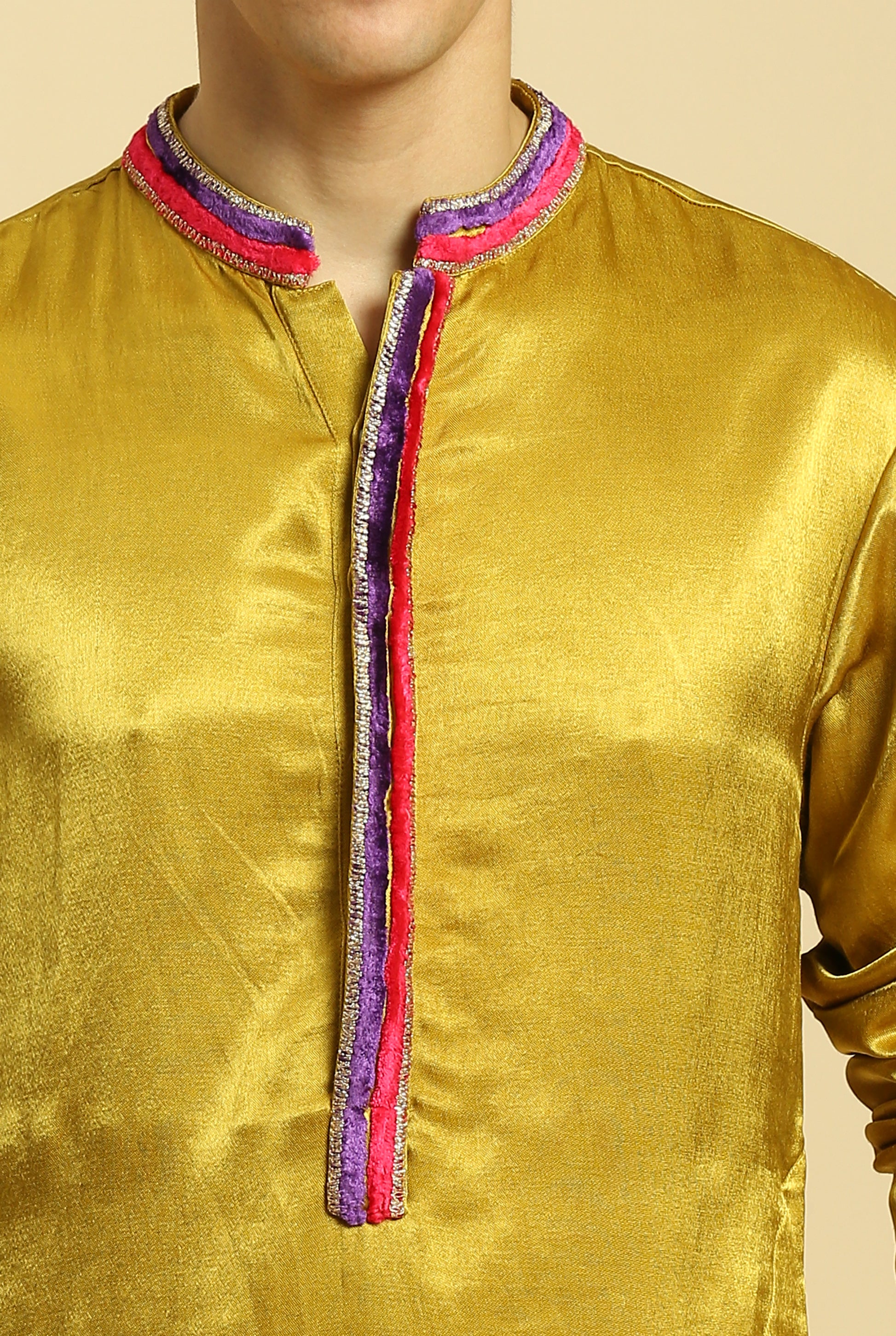 Mustard Kurta With Pant With Ombre Dupatta