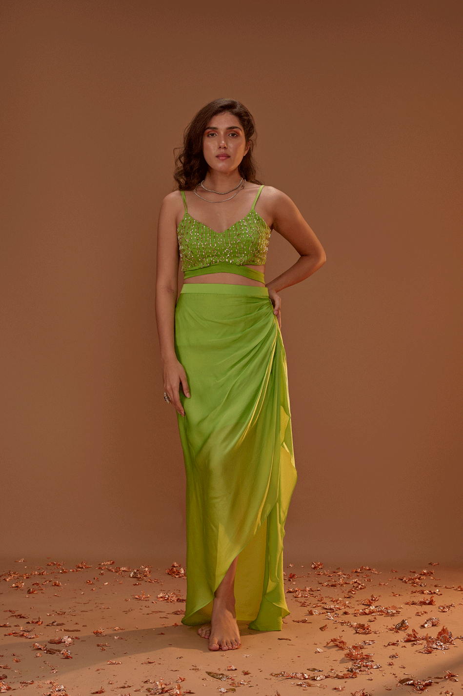 Green Skirt With Bustier