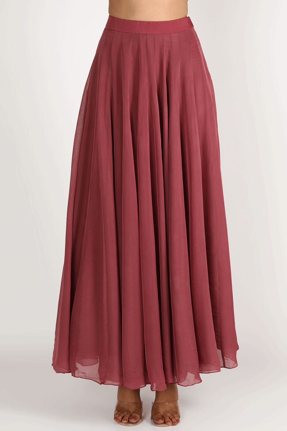 Brown Embroidered Skirt Set