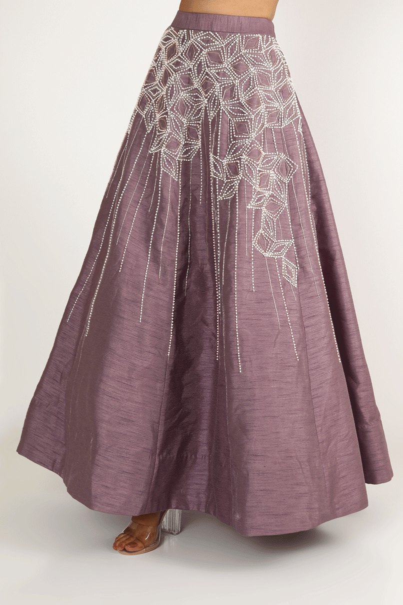 Dusted Mauve Lilac Embroidered Lehenga