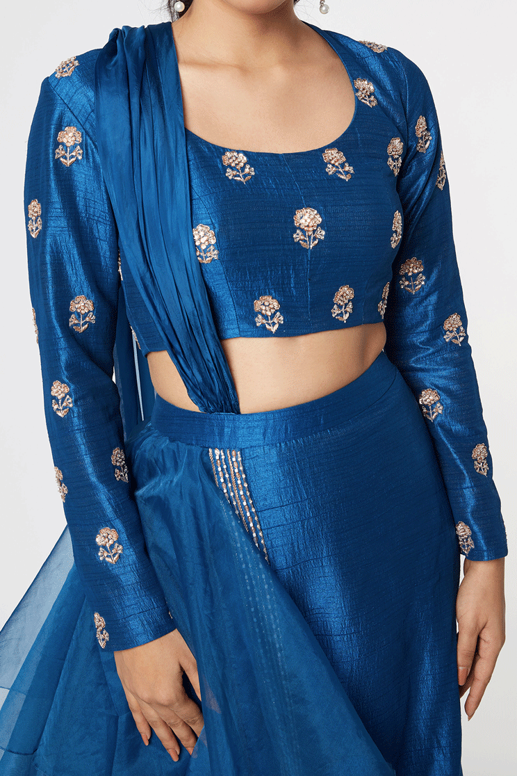Blue Layered Skirt Set