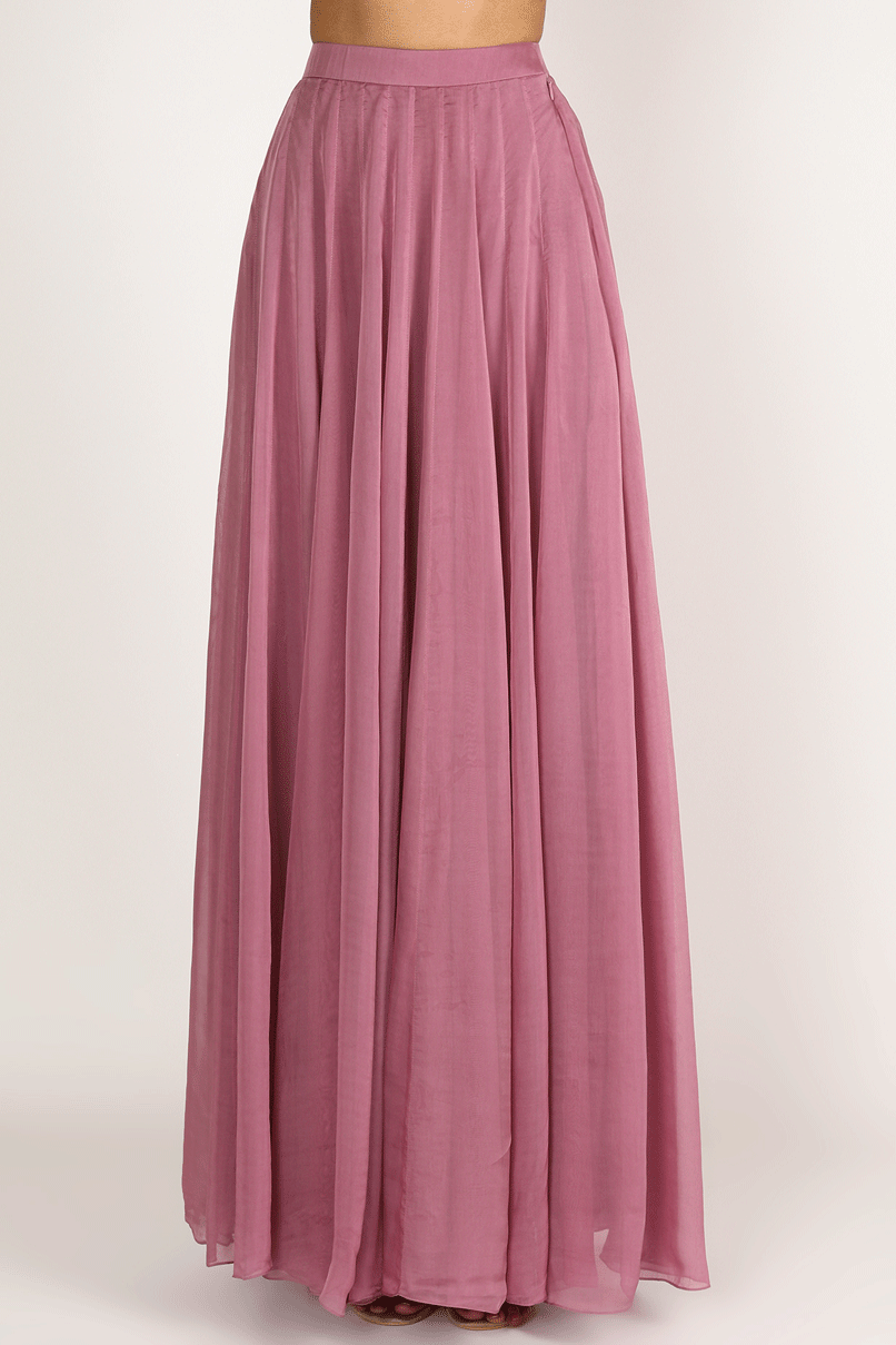 Purple Embroidered Skirt Set