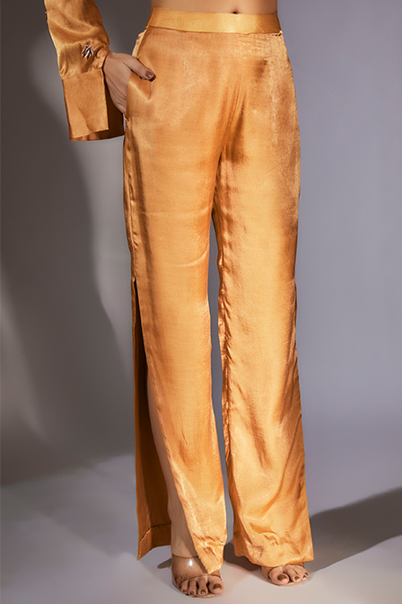 Mustard Embroidered Shirt with Pant