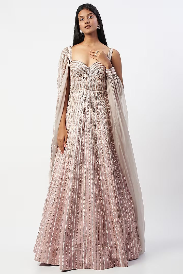 Dusted Lilac Embroidered Gown