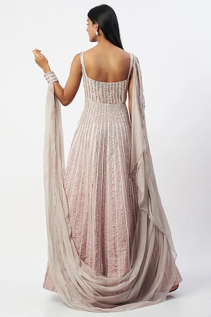 Dusted Lilac Embroidered Gown