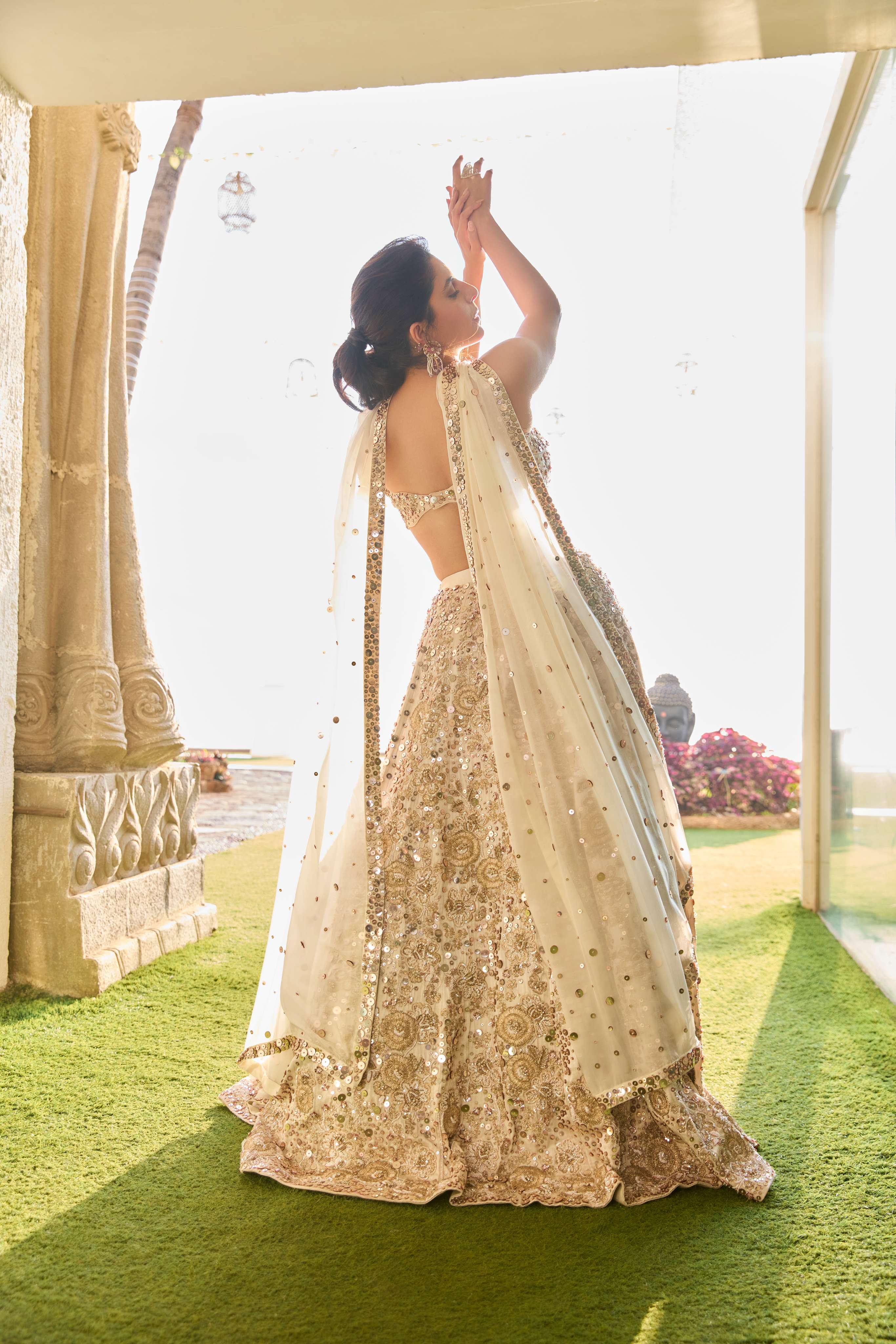 Beige Heavy Embroidered Lehenga Set