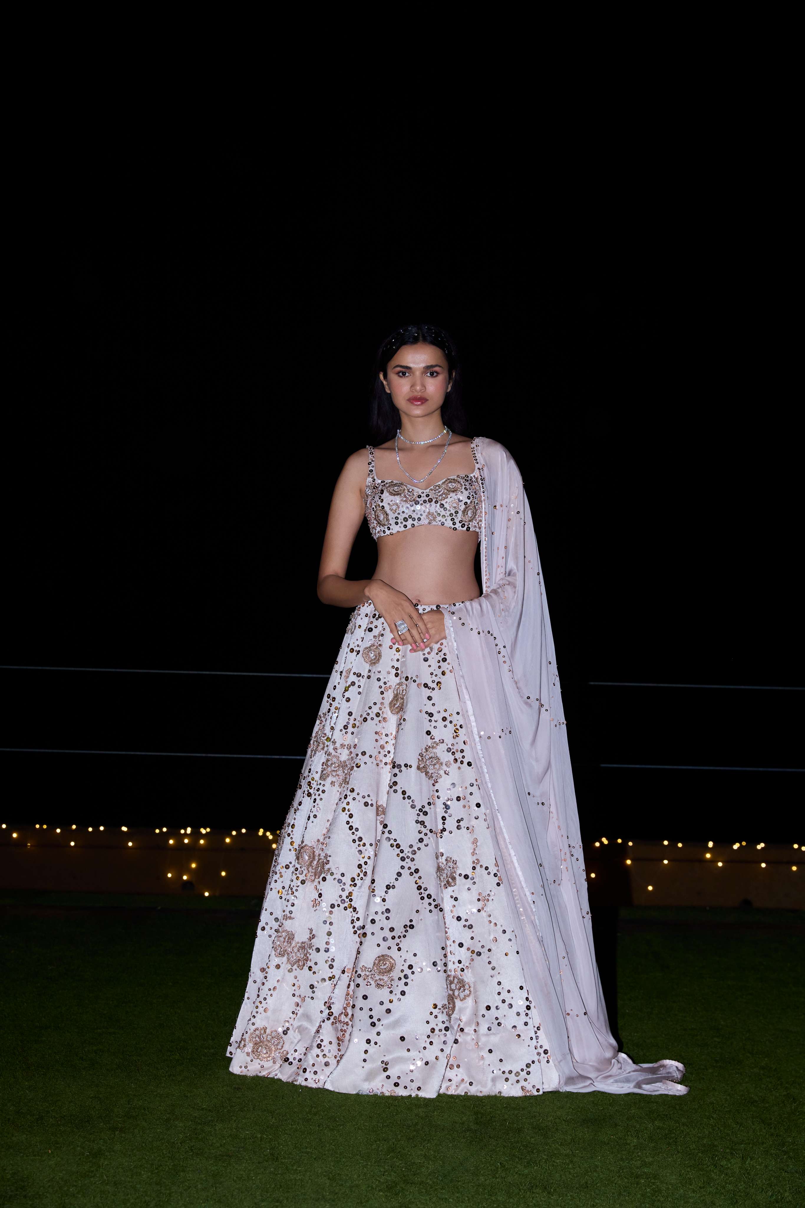 Baby Pink Sequin  Embroidered Lehenga Set