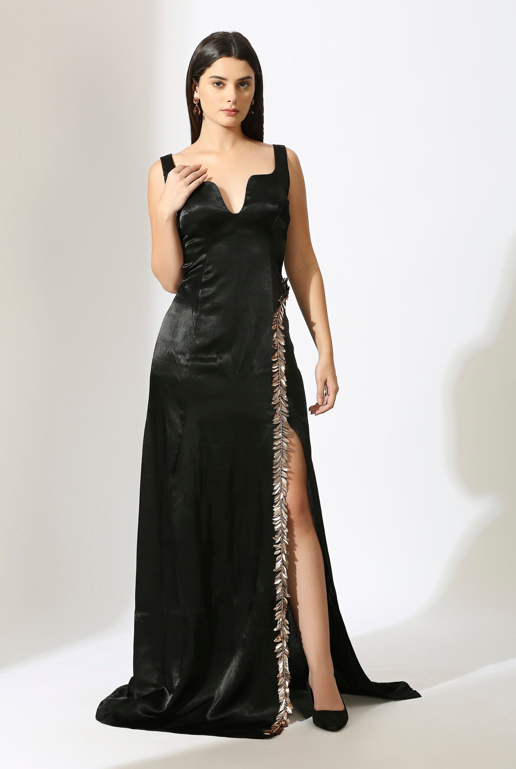 Black Embroidered Gown