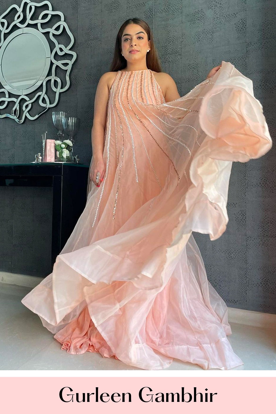 Peach Trapeze Gown