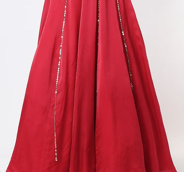 ruby Satin Organza Lehenga Set