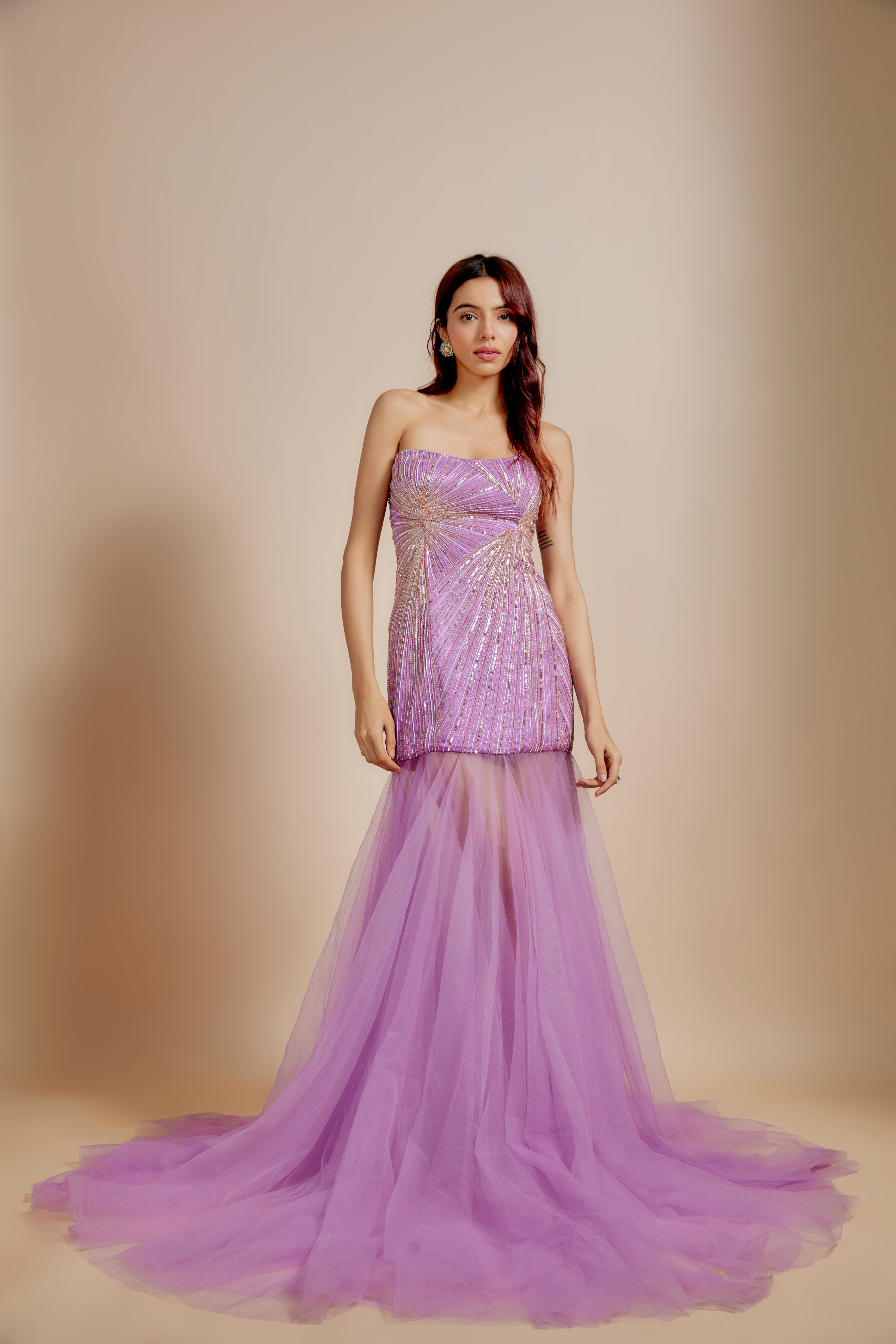 Purple Embroidered Gown