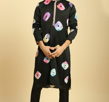 Black Tie And Dye Kurta Set