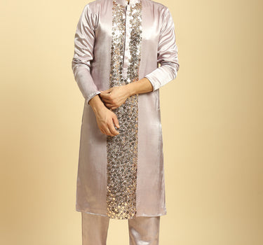 Lilac Embroidered Kurta With Pant