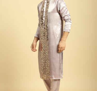 Lilac Embroidered Kurta With Pant