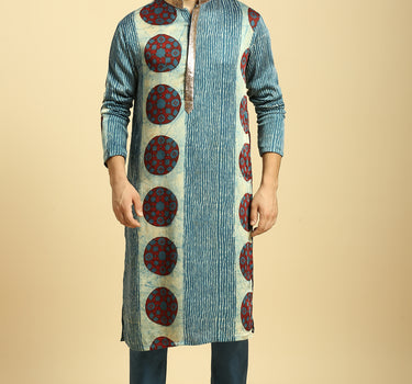 Blue Ajrakh Printed Kurta With pant