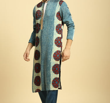 Blue Ajrakh Printed Kurta With pant