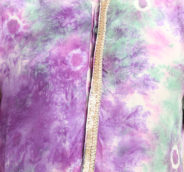 Purple Tie Dye  Kurta With White Silk Pant