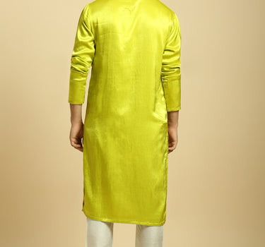 Neon green Embroidered Kurta With White Pant