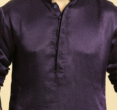 Deep Purple Kurta with Pant with Tissue Embroidered Dupatta