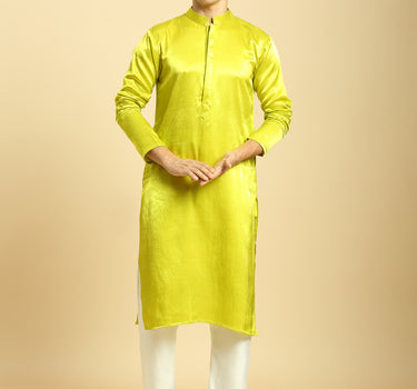 Neon Green Kurta With White Pant With Multi Colour Dupatta