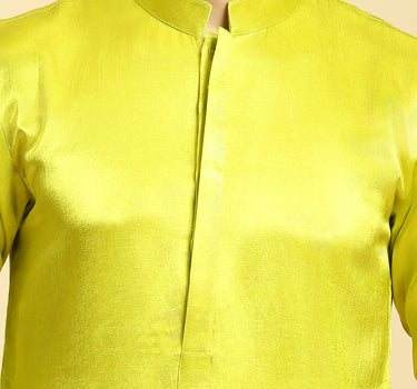 Neon Green Kurta With White Pant With Multi Colour Dupatta