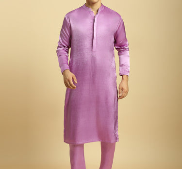 Purple Kurta With Pant With Ombre Dupatta