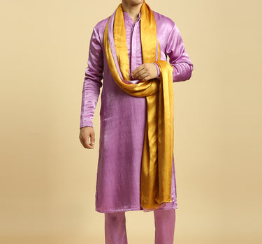 Purple Kurta With Pant With Ombre Dupatta