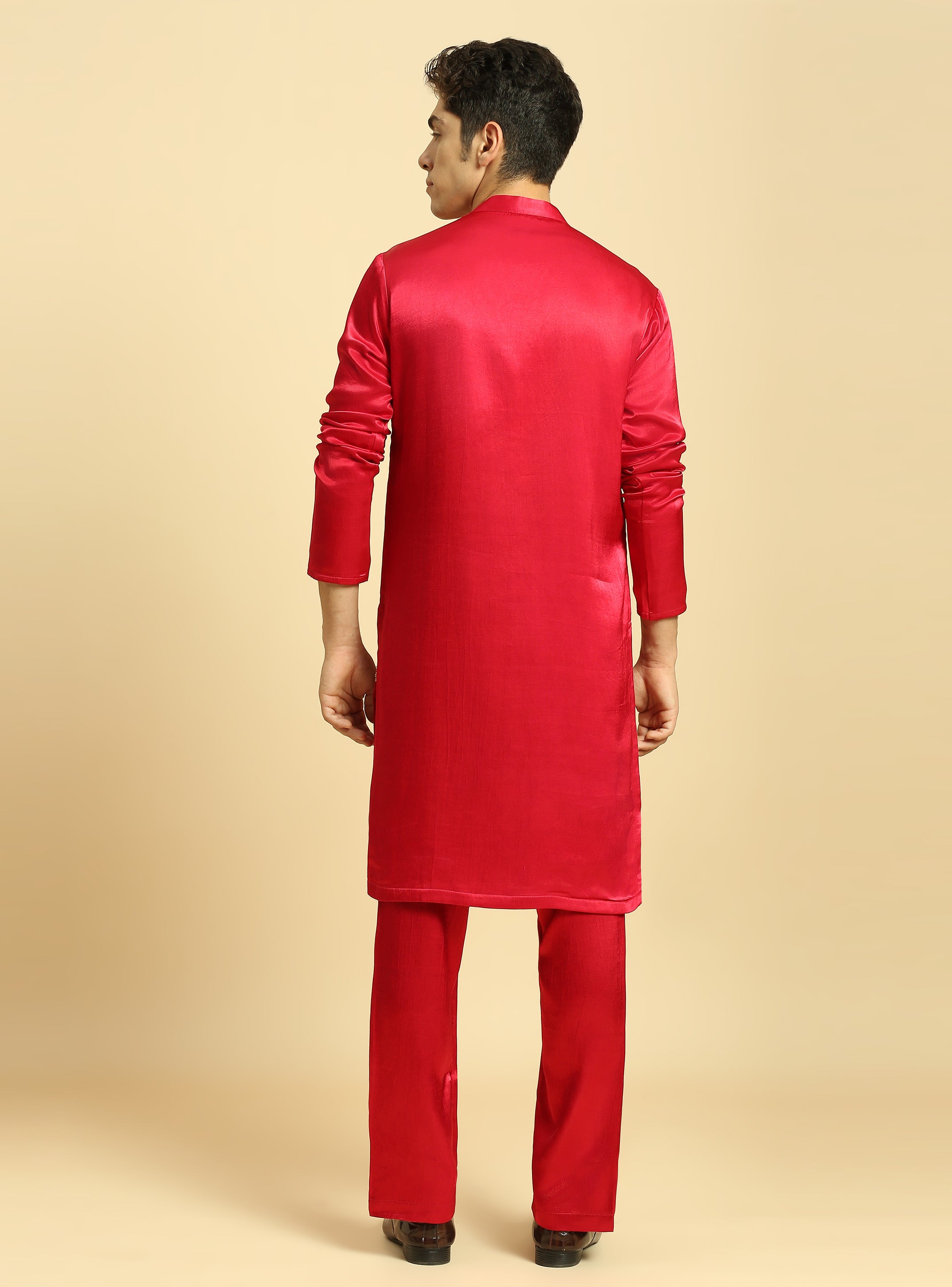 Red Embroidered Kurta With Pant