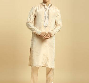 Peach Tissue Kurta With Pant With Ombre Dupatta