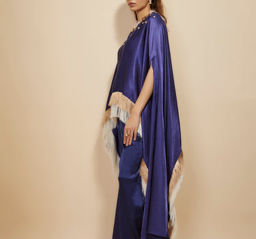 BLUE EMBROIDERED KAFTAN WITH PANT