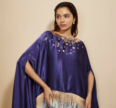 BLUE EMBROIDERED KAFTAN WITH PANT