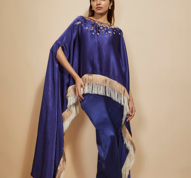 BLUE EMBROIDERED KAFTAN WITH PANT