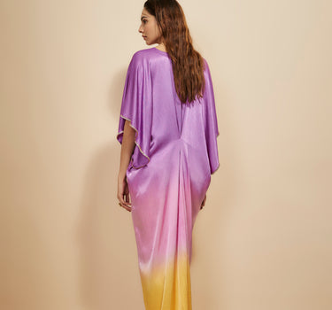 MUSTARD TO LILAC OMBRE EMBROIDERED KAFTAN