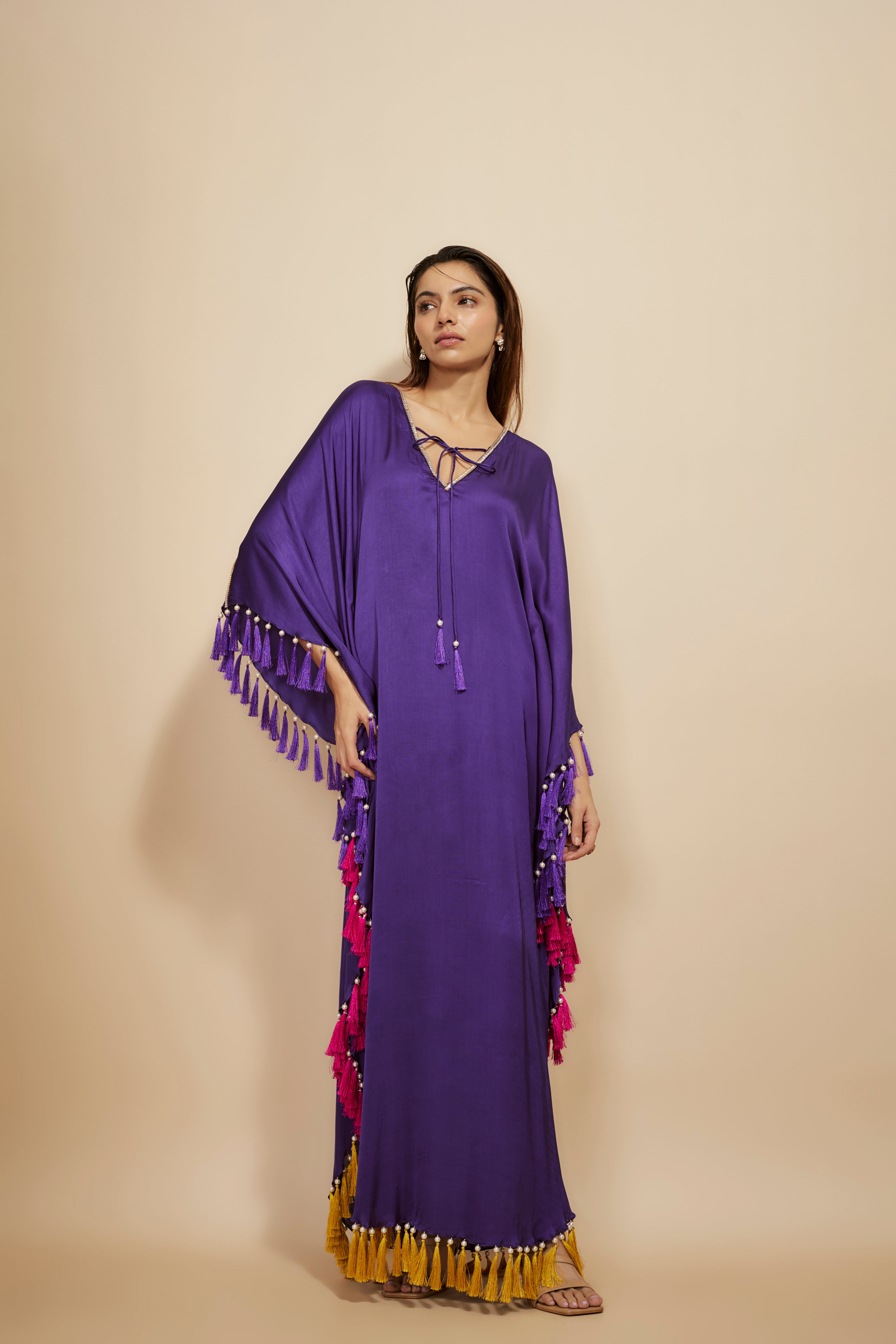 PURPLE EMBROIDERED KAFTAN