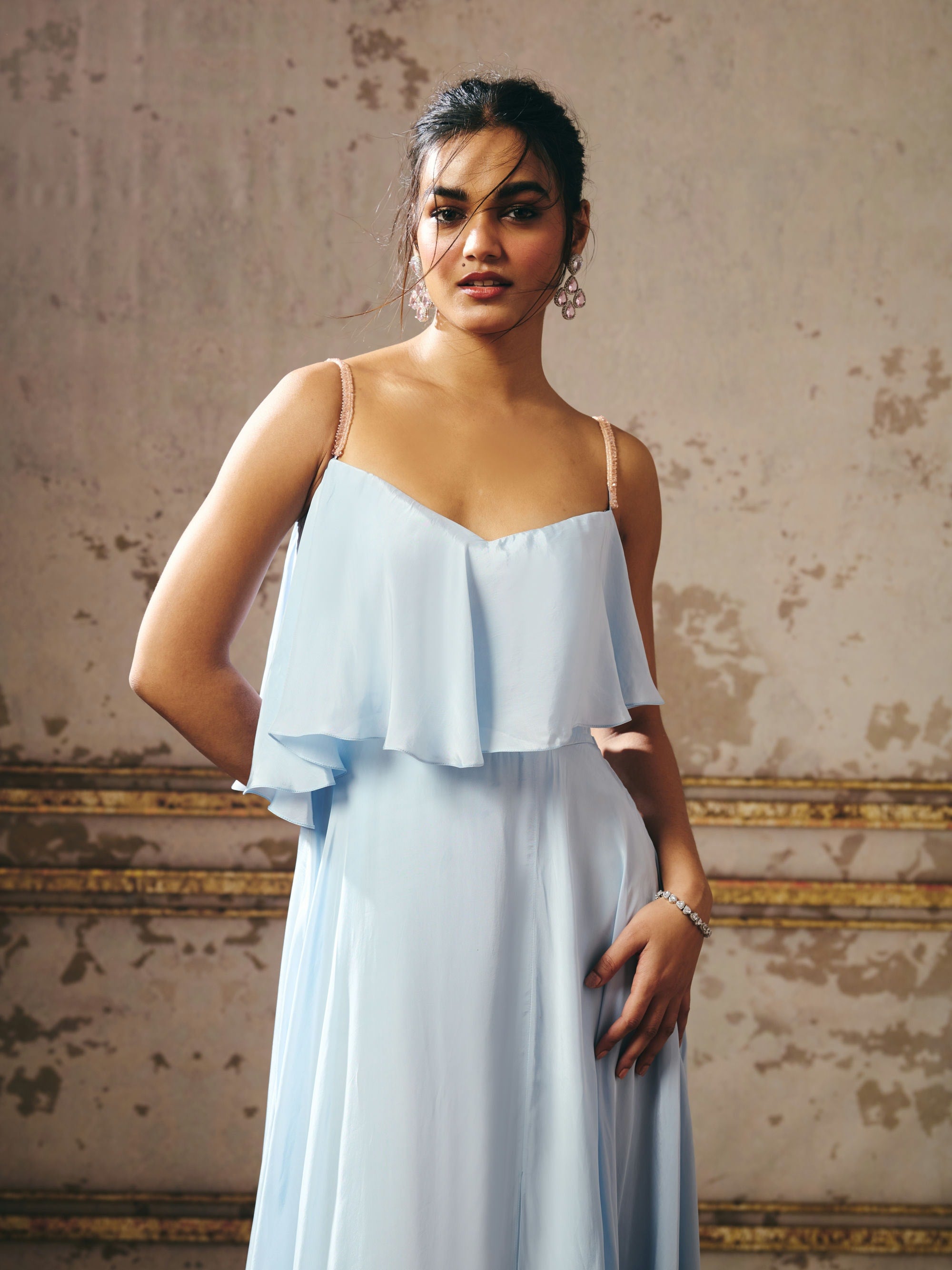 POWDER BLUE LAYERED GOWN