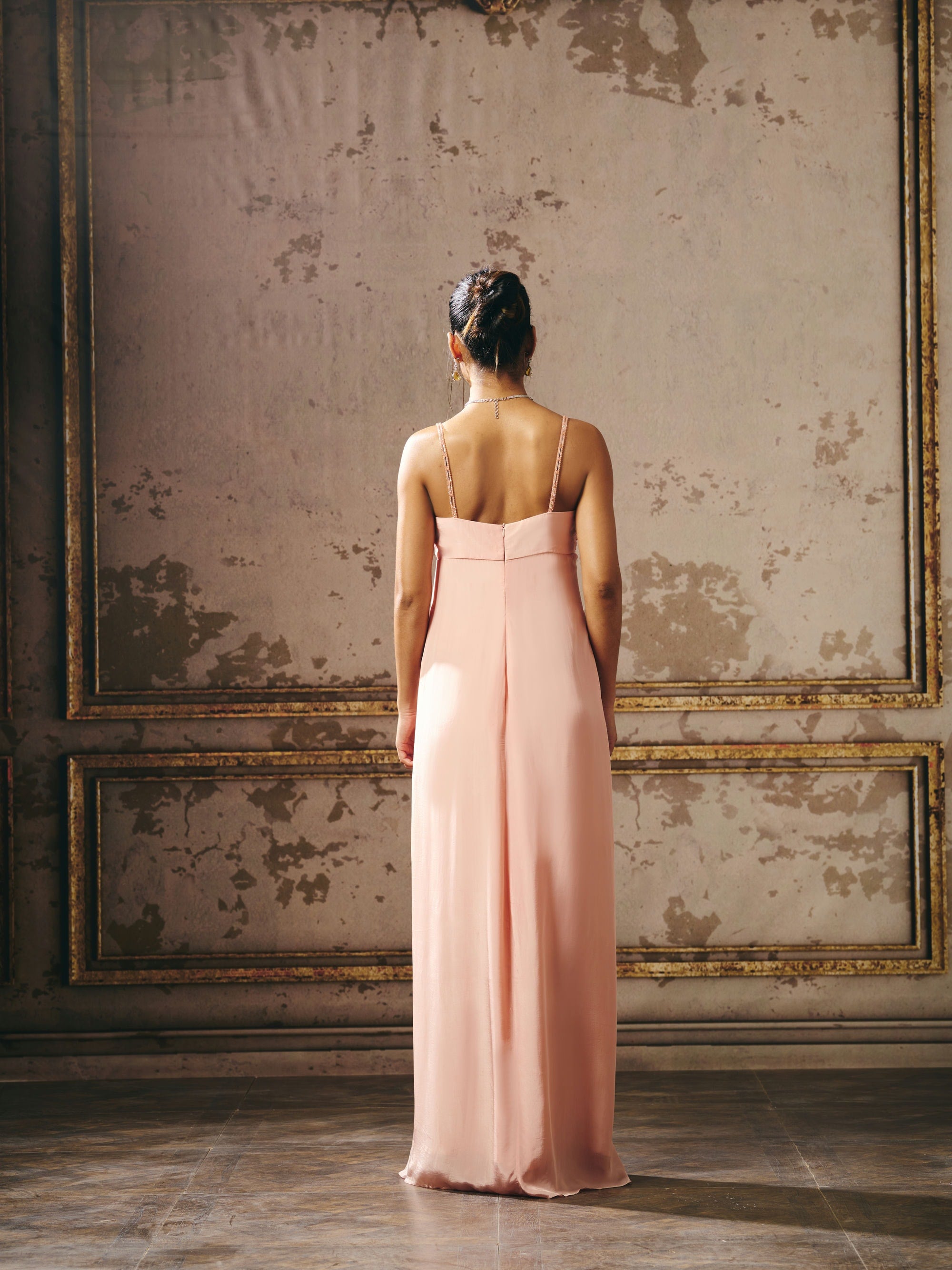 PEACH ROUCHED GOWN