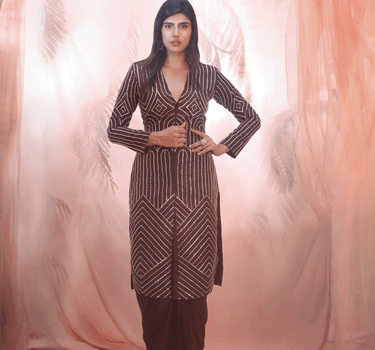 Wine Jacket Dhoti Set