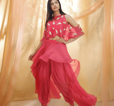 Hot Pink Dhoti Set