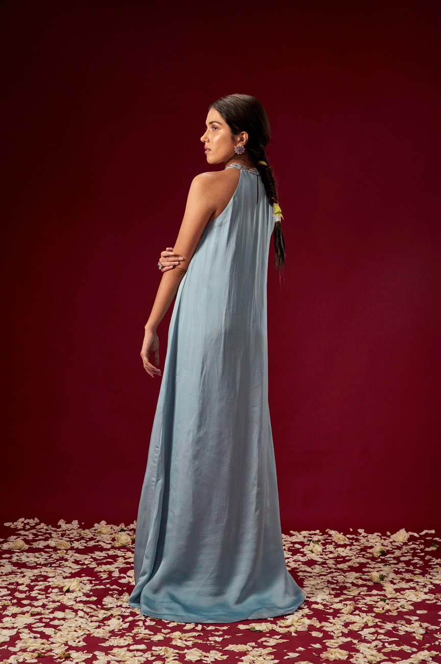 Ice Blue Trapeze Gown