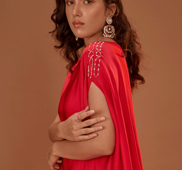 Red Pleated Kaftan