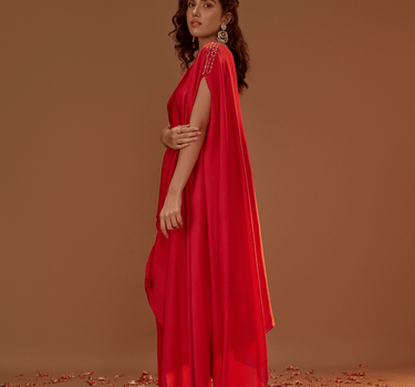 Red Pleated Kaftan