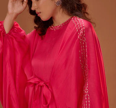 Hot Pink Tie Up Kaftan