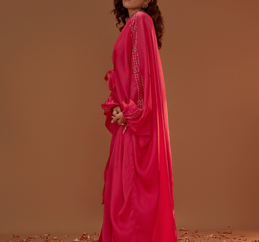 Hot Pink Tie Up Kaftan