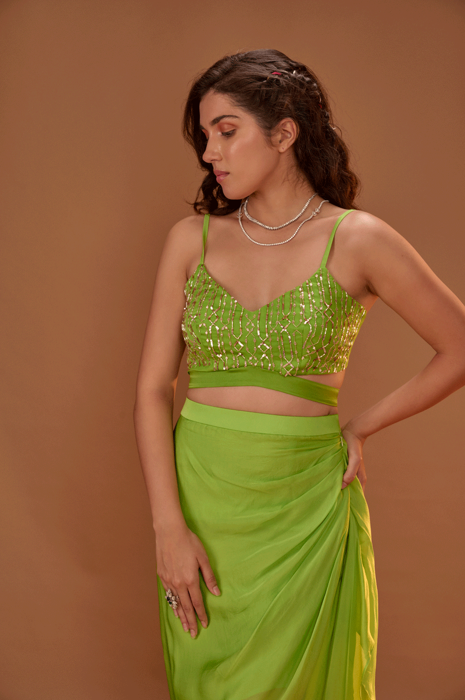 Green Skirt With Bustier