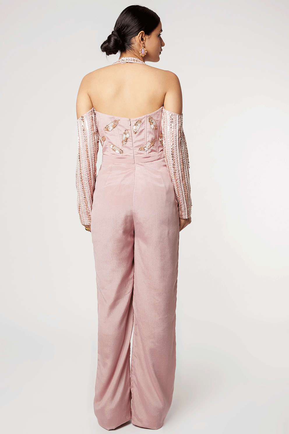 Dusted Mauve Embroidered Jumpsuit