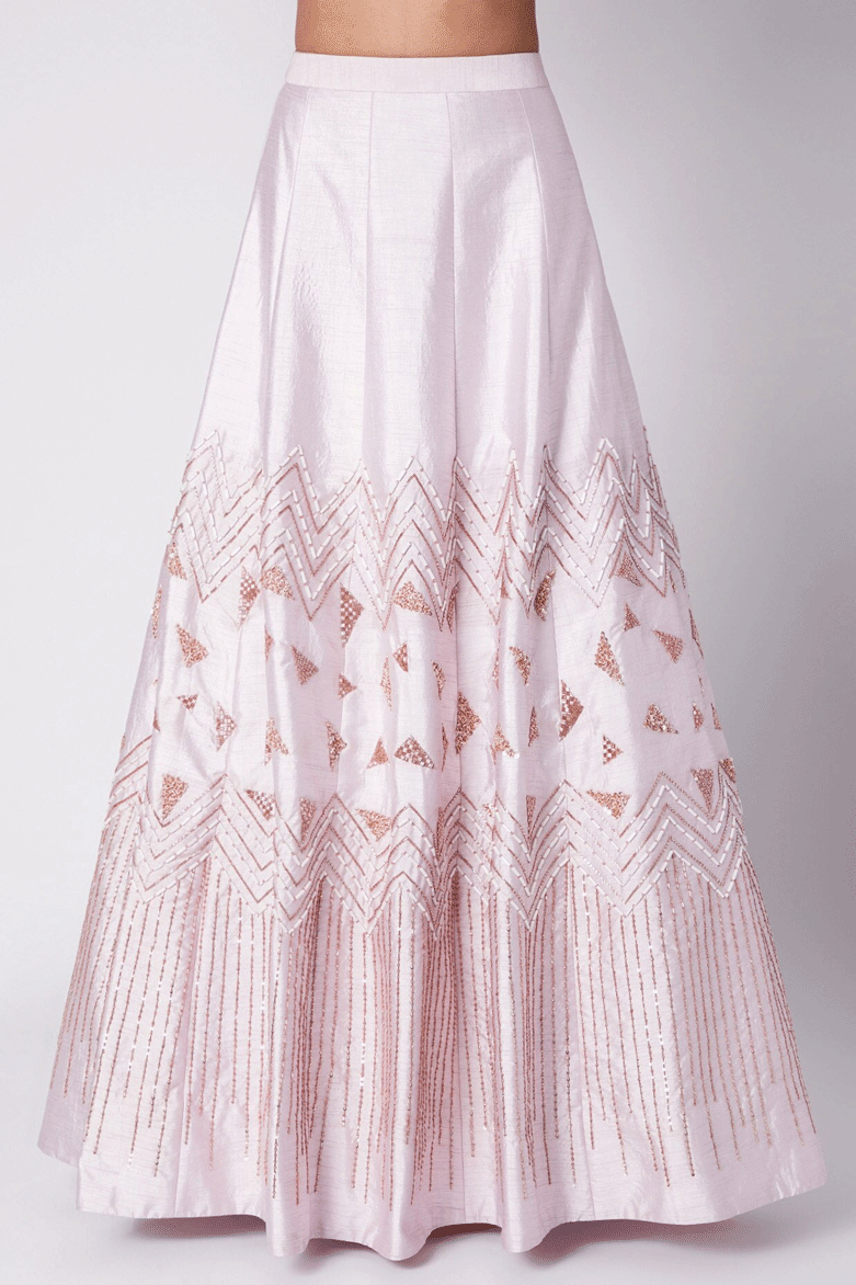 Lilac Embroidered Draped Lehenga Set