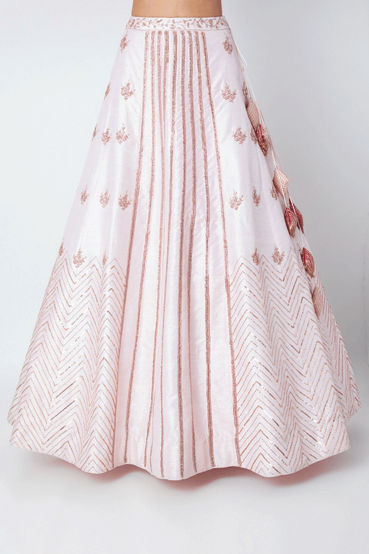 Silk Base Blush Pink Embroidered Lehenga Set