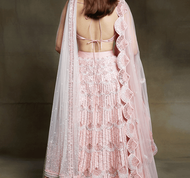 Pink Bridal Embroidered Lehenga And Blouse With Two Dupattas