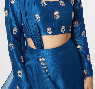 Blue Layered Skirt Set